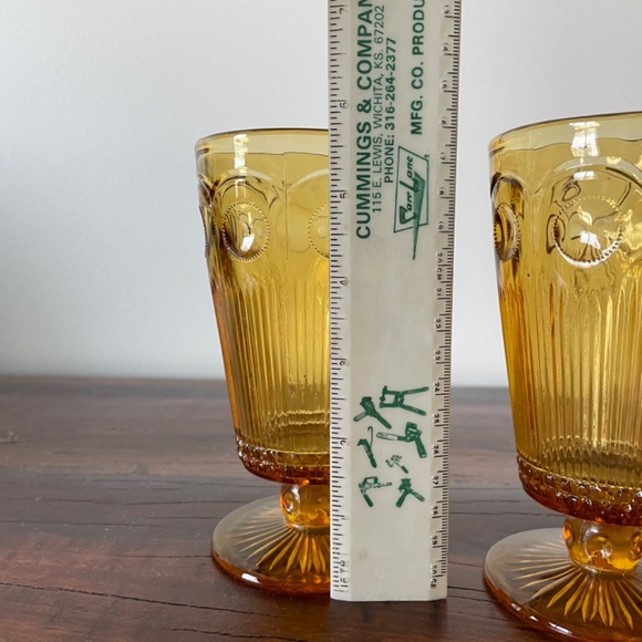SOLD -3 Vintage Light Amber Imperial Glass Footed Iced Tea Water Glasses Goblets - Picture 8 of 11
